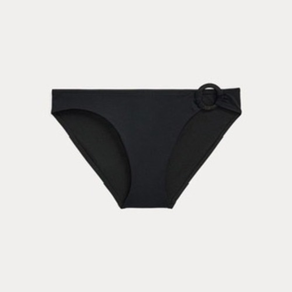 NWT‎ Lauren Ralph Lauren Bikini Bottom Women Black Ring Detail 12 $80